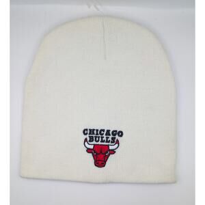 Chicago Bulls White Knit Beanie | Official NBA Licensed | Embroidered Red Logo